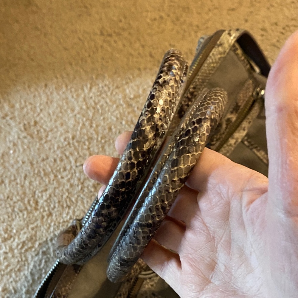 Badgley Mischka Python Pattern Tote - Brown and G… - image 9